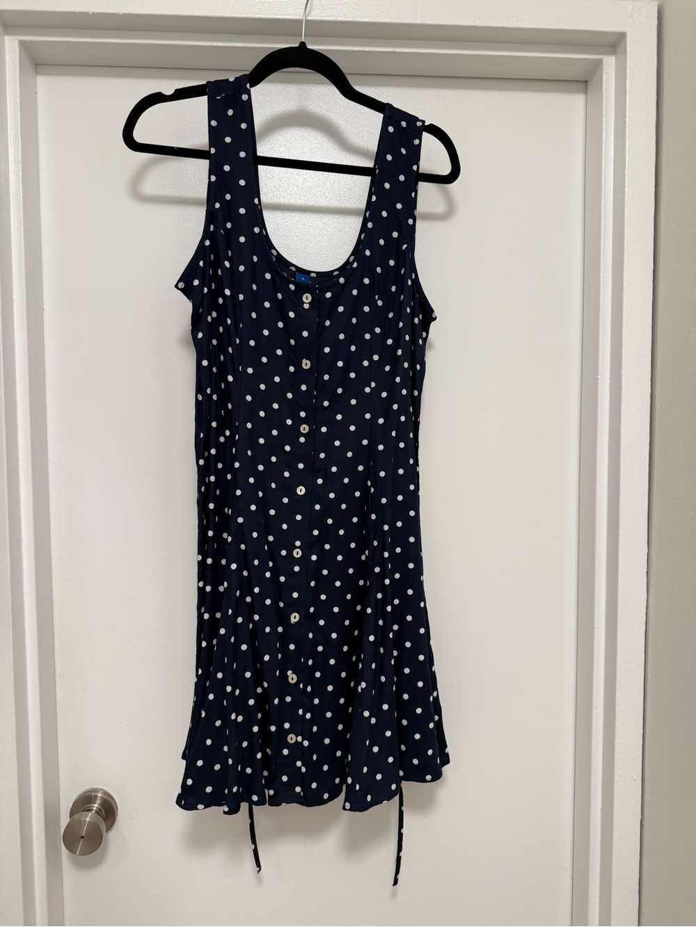 Old Navy Navy Polka Dot Button-Front Tank Dress - Medium